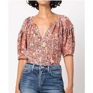 A.L.C. Julianna Top Blouse Womens 8 Sorbet Multi Pink Boho Western Peasant